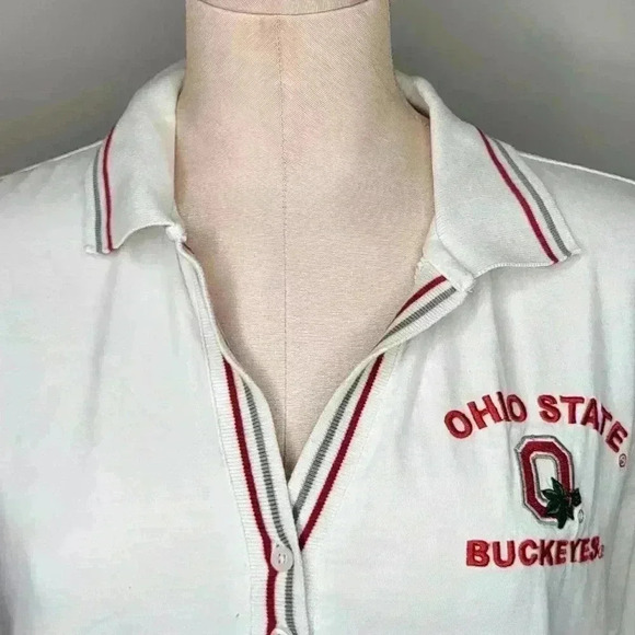Belle Pointe Vintage OSU Ohio State Womens White Polo Size Large - Picture 2 of 9